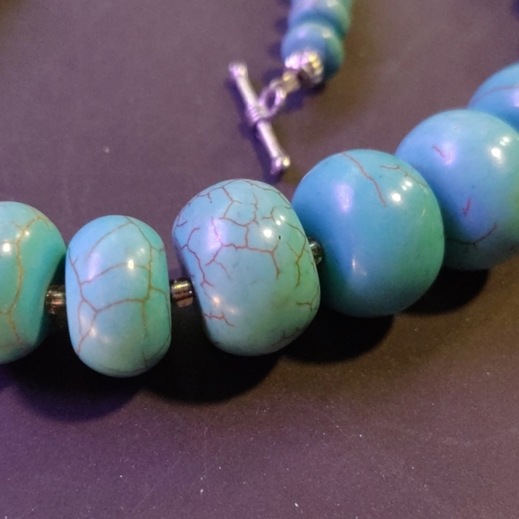 Turquoise necklace graduated stones - Picture 2 of 5